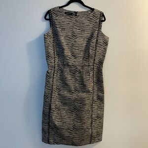 Lafayette 148 New York Sleeveless Sheath Dress – Neutral Zebra Print | Size 12